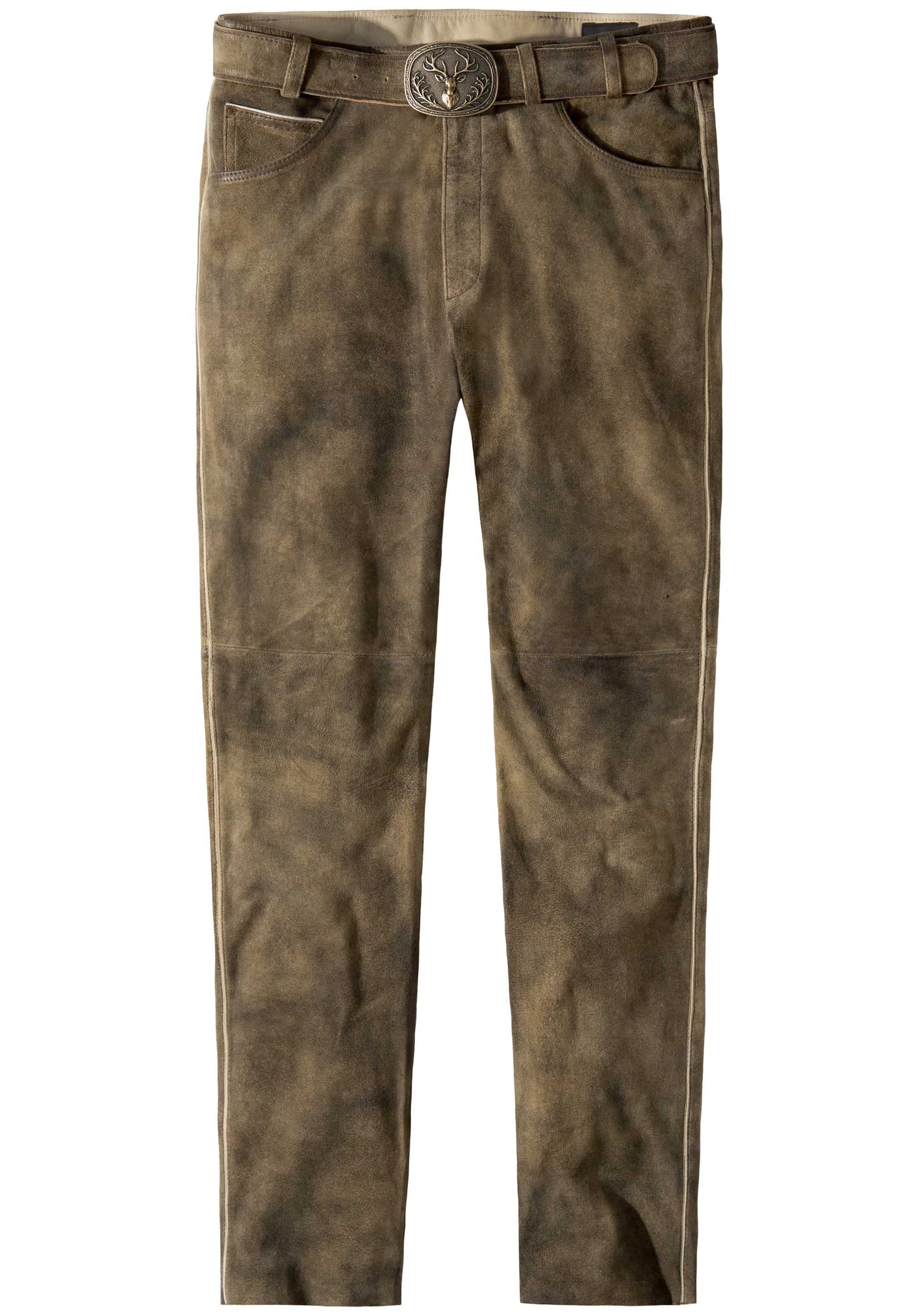 Long leather brown pants on a white background