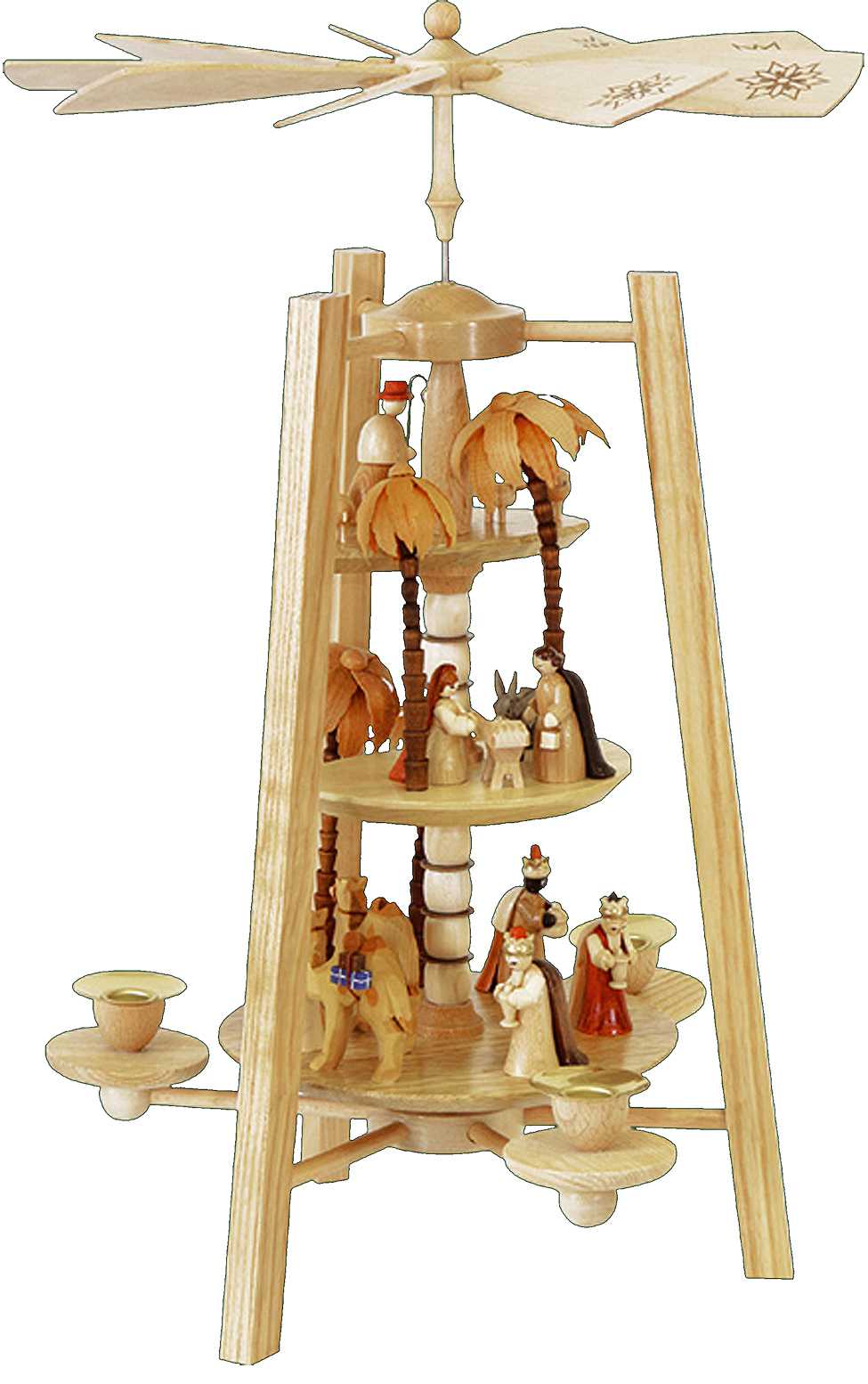Pyramid- Three tiers Nativity Natural Finish