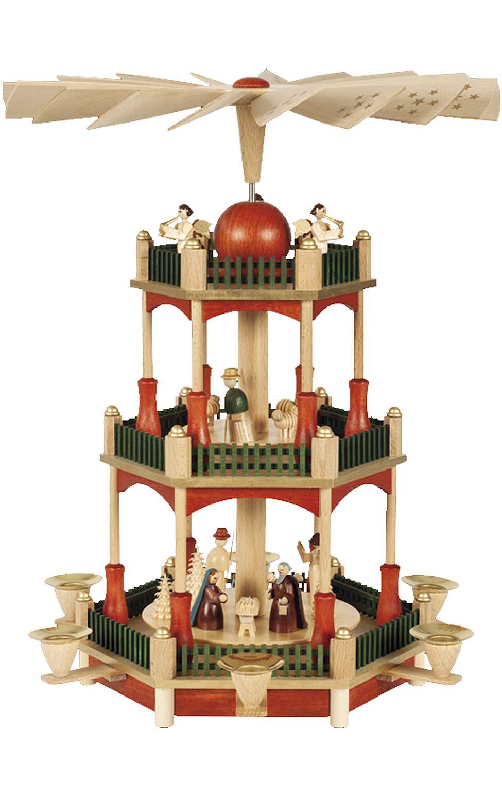 Pyramid- Three tier Nativity with Stain finish