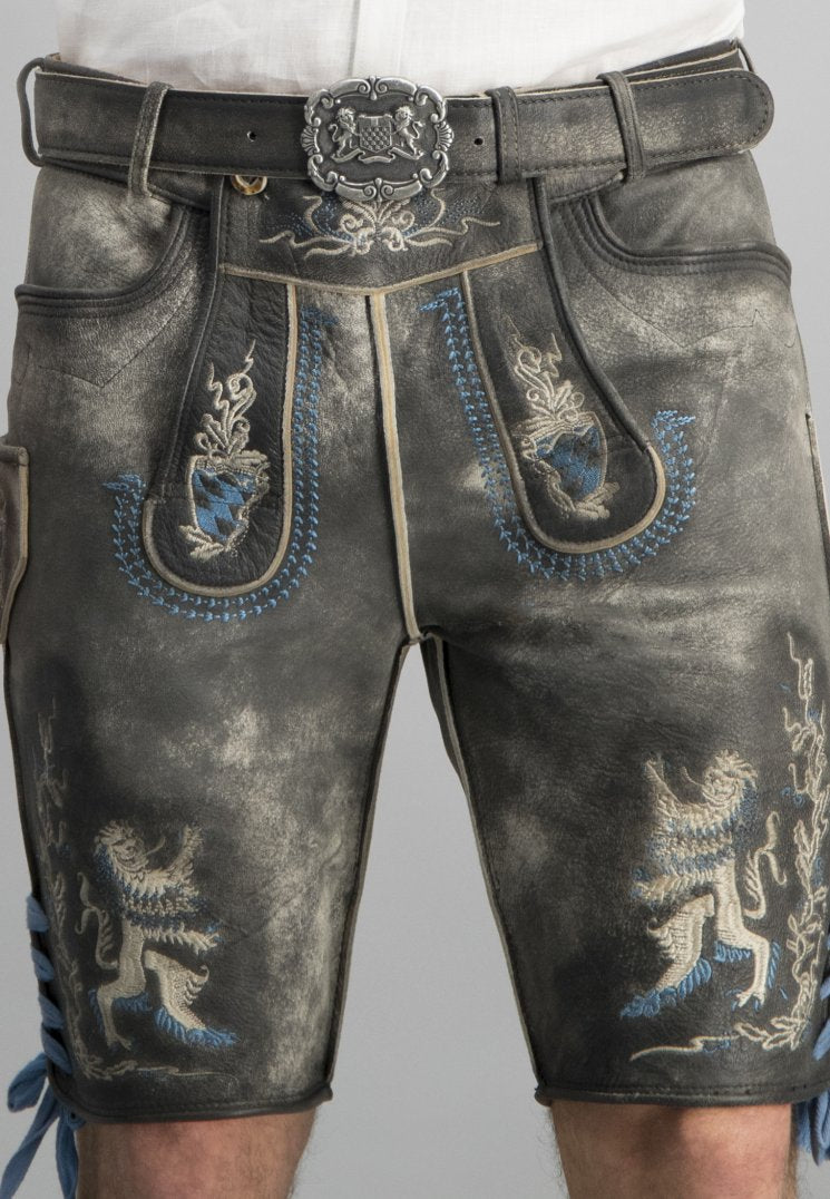 Bayern Lion Grau Antik Gespeckt Bavarian Men's Lederhosen