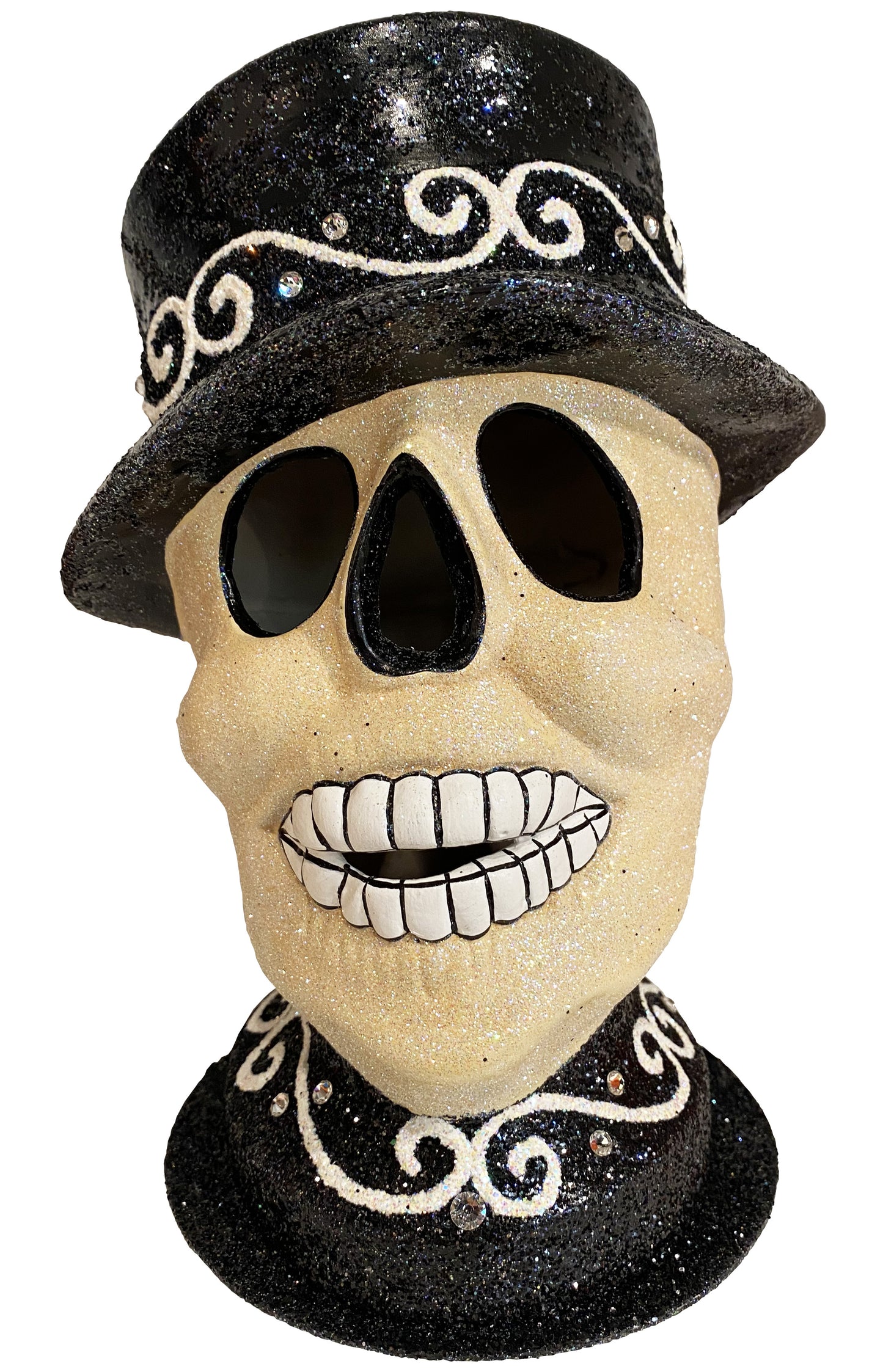 Schaller Paper Mache Candy Container - Skull with Top