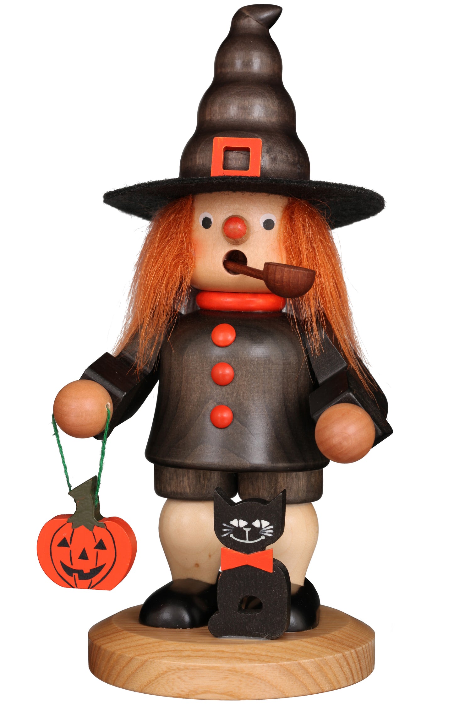 Halloween Witch with Pumpkin and Cat Nutcracker