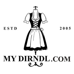 My Dirndl logo dirndl dress on dress maker mannequin 