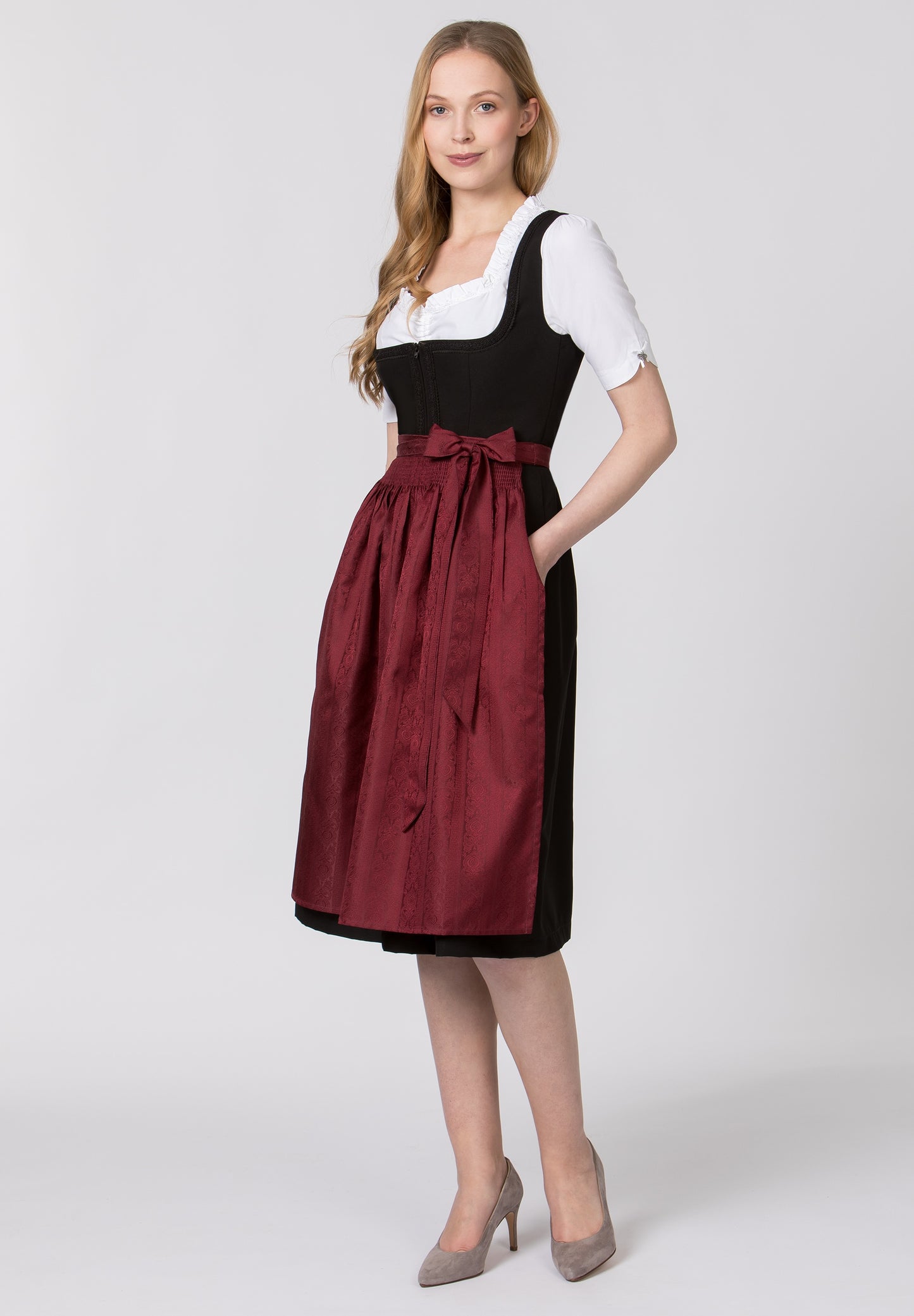 Corinna  Dark Red 70cm dirndl apron