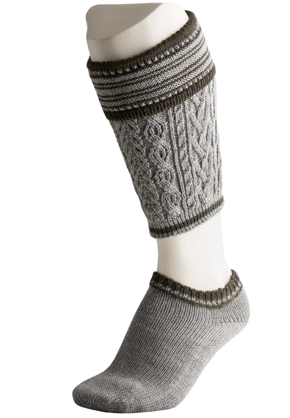 German loferl socks in light gray and green