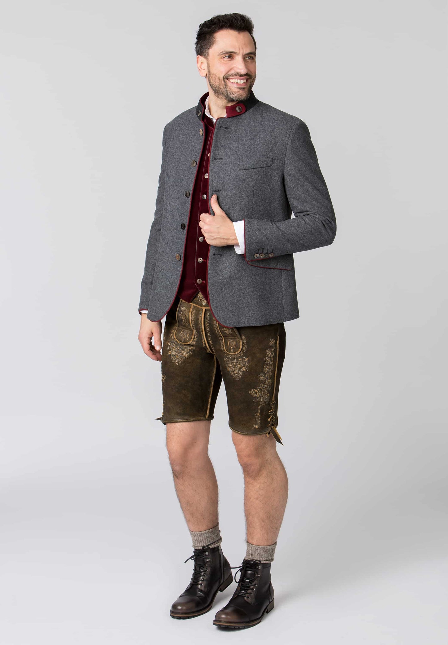 Luciano Stein Rot Trachten Men's Jacket
