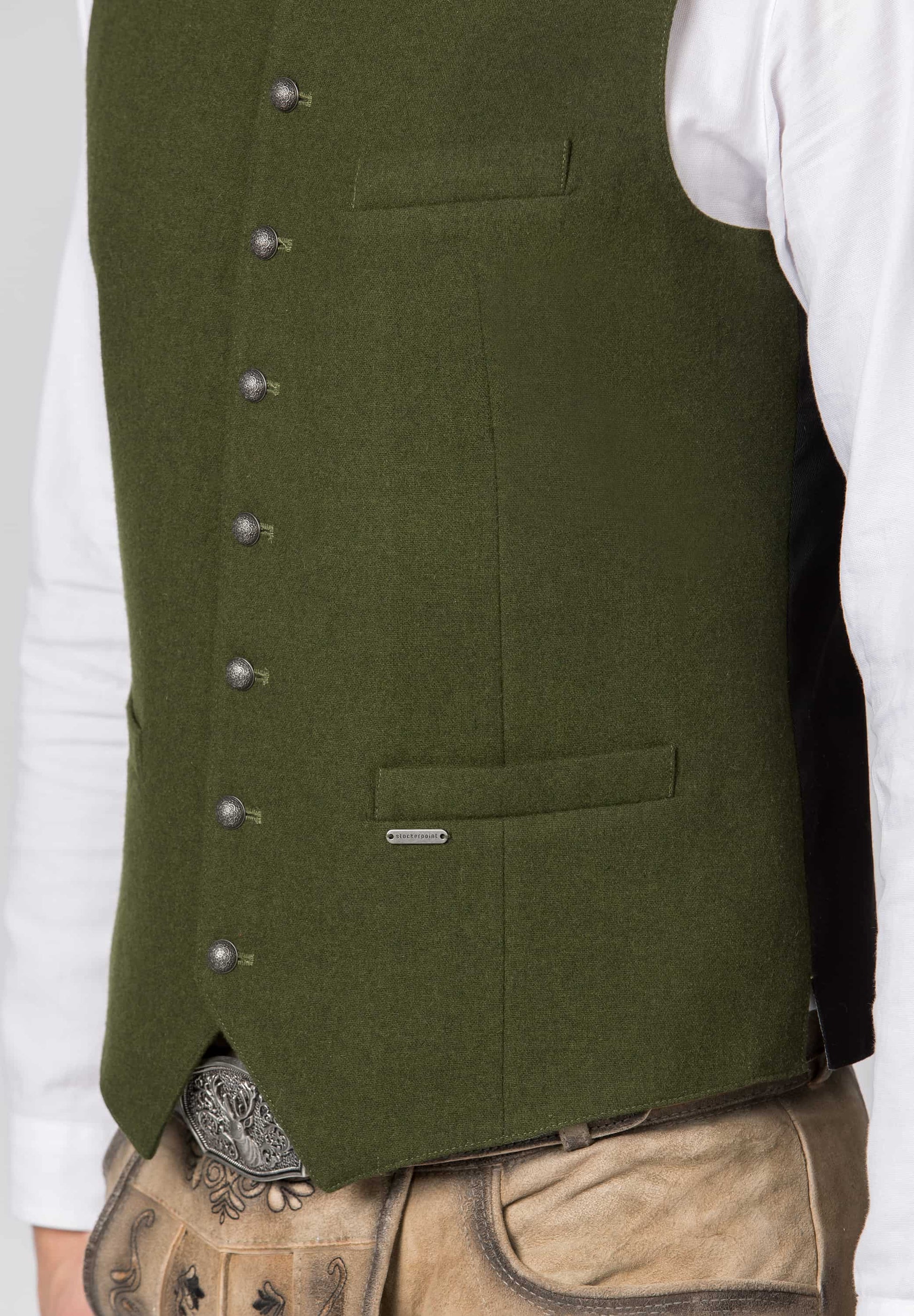 Green vest with buttons on a white background