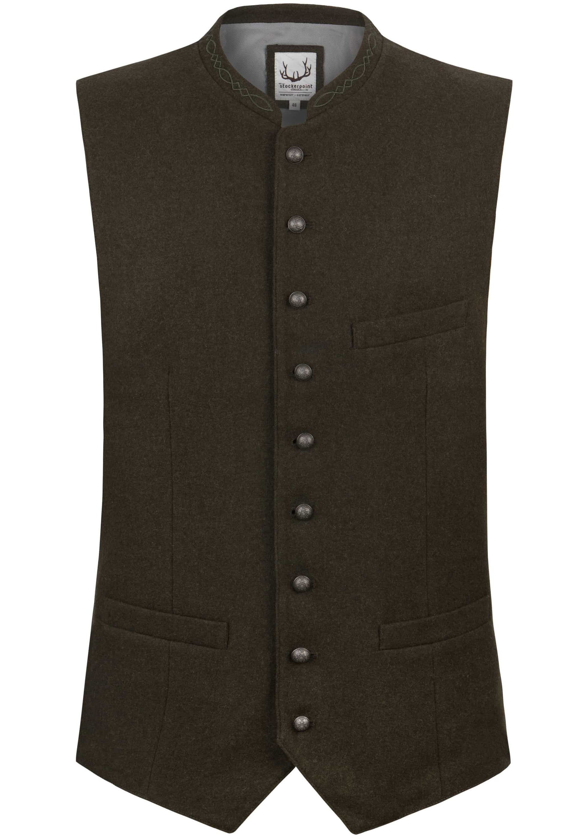 Brown vest with button details on a white background