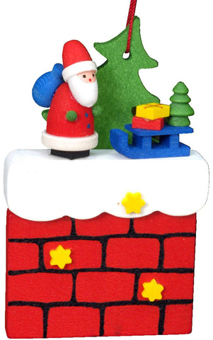 Hanging Ornament - Santa on Chimney with Sliegh