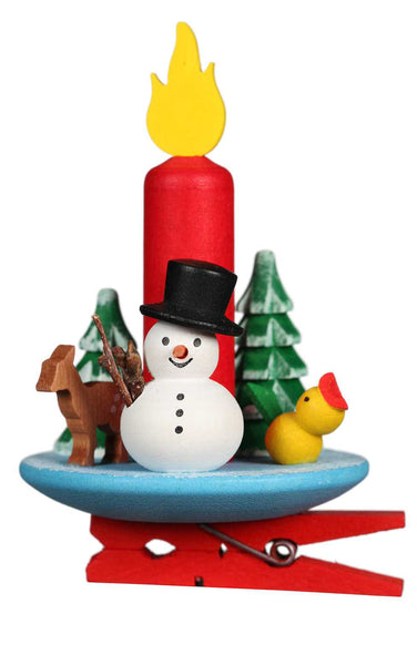 Ornament - Clip on Candle With Snowman
