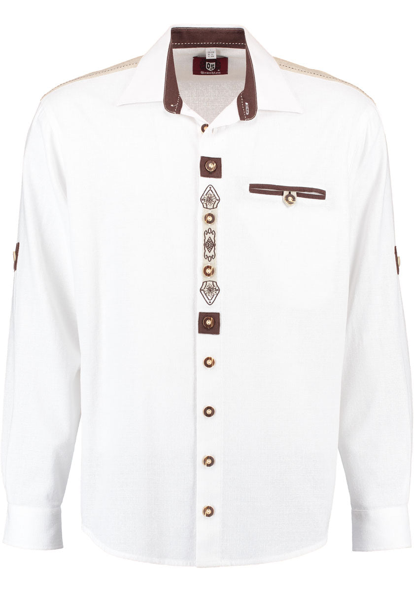 bavarian dress shirt White Wine Bavarian Shirt for Men With Pink Details