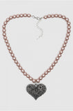 Silver Heart Natural Pearl Necklace