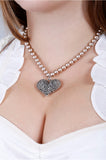 Silver Heart Natural Pearl Necklace