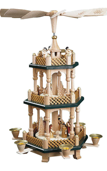 Pyramid - 3 tiers - Nativity Scene Wise men Shepherds and Angels