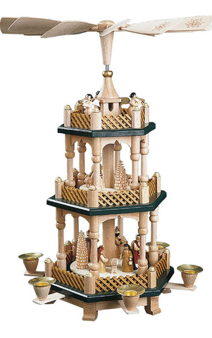 Pyramid - 3 tiers - Nativity Scene Wise men Shepherds and Angels