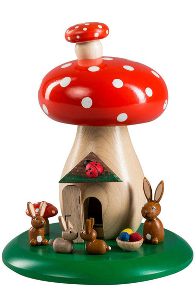 German Smoker- Bunny Family with Eggs on Mushroom