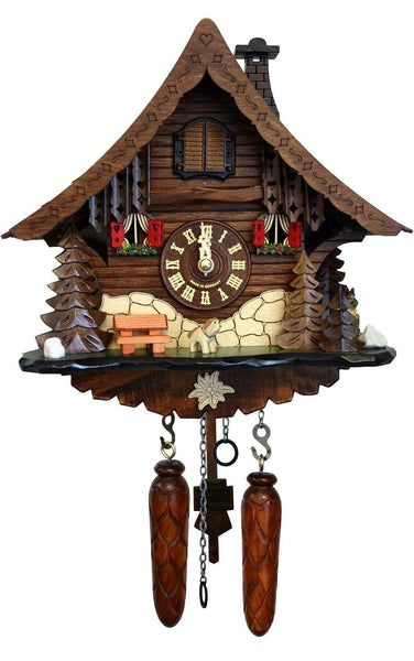 Black Forest Clock with Red Shutters and Puppy| MyDirndl.Com™