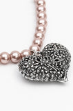 Silver Heart Natural Pearl Necklace