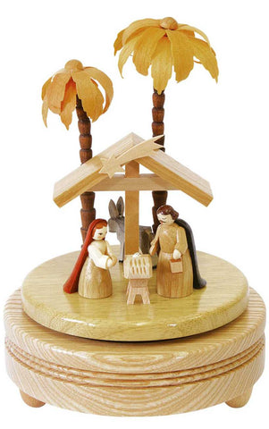 Music Box - Nativity Scene in Natural Wood