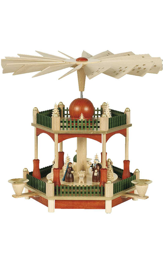 Pyramid- Two Tier Nativity with Stain finish