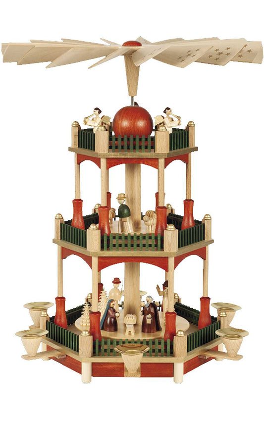 Pyramid- Three tier Nativity with Stain finish