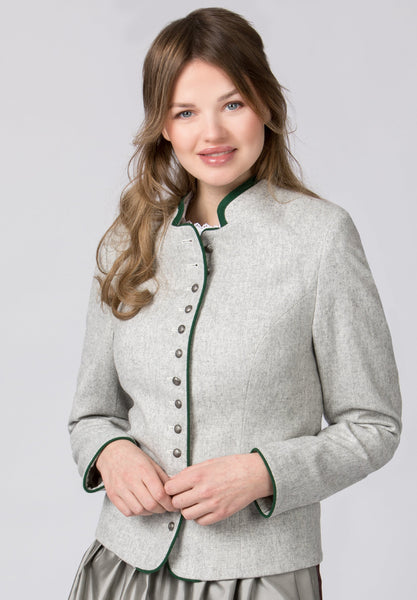 Elisabeth Light Gray & Green Wool Women's Jacket