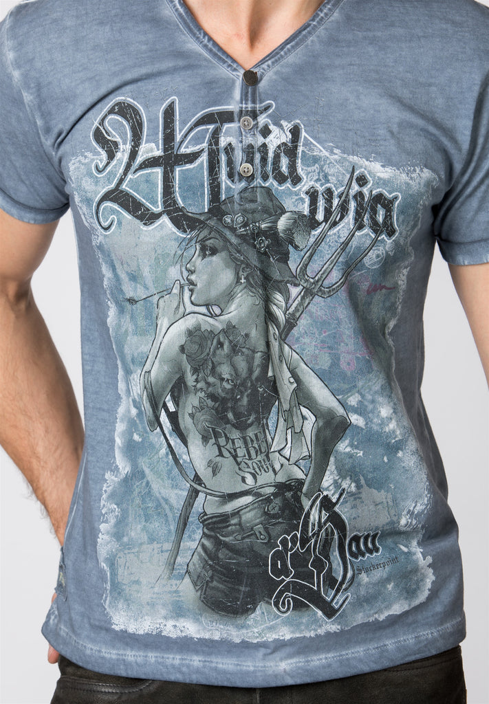 Stockerpoint Shirt Rebel Soul Camiseta, Azul Ahumado, S Para Hombre